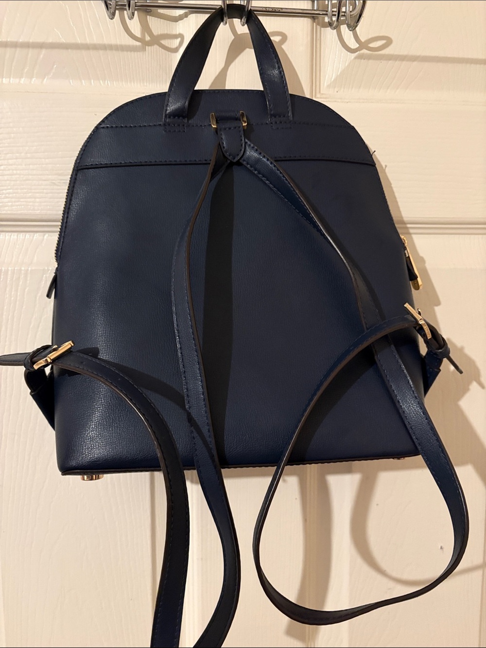 Michael Kors Navy Compact Leather Backpack with Gold Detail. Great shape. - Picture 3 of 6
